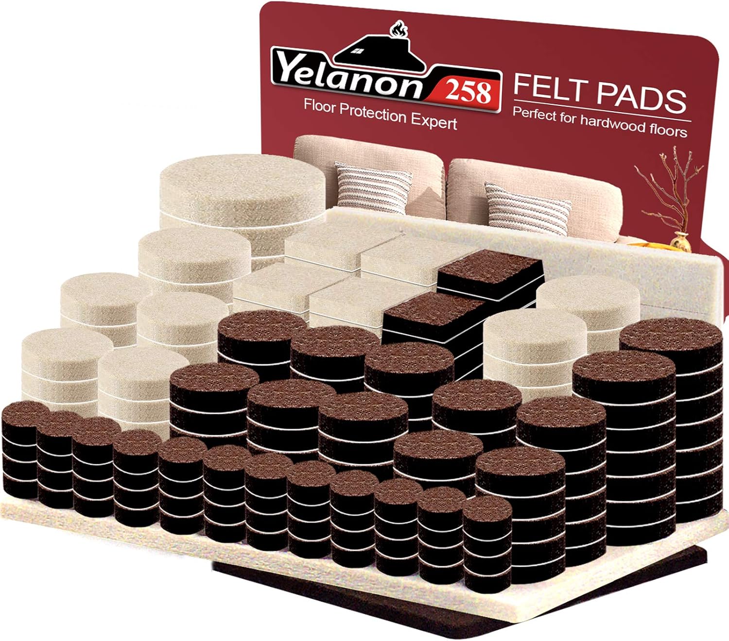 Felt Furniture Pads -258 Pcs Furniture Pads Self Adhesive, Cuttable Felt Chair Pads, Anti Scratch Floor Protectors for Furniture Feet Chair Legs, Furniture Felt Pads for Hardwoods Floors, Black