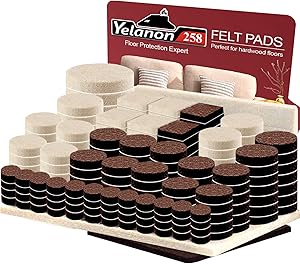 Felt Furniture Pads -258 Pcs Furniture Pads Self Adhesive, Cuttable Felt Chair Pads, Anti Scratch Floor Protectors for Furniture Feet Chair Legs, Furniture Felt Pads for Hardwoods Floors, Black