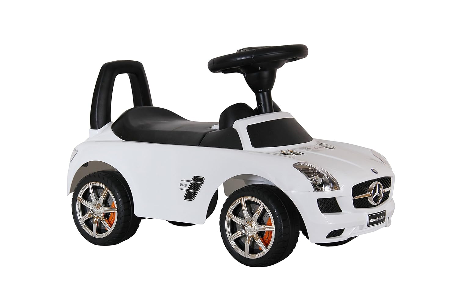 white mercedes push car