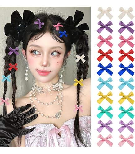 Amazon.com : Whaline 4 Pairs Velvet Hair Bows and Barrettes  display picture 1