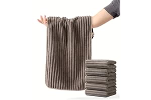 5 Pack Microfiber Hand Towels for Bathroom Soft and Absorbent Face Towels for Bath, Spa, Gym 13.7inch x 29.5inch-Dark Brown