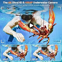 Underwater Camera, UHD 4K 48MP Autofocus Waterproof