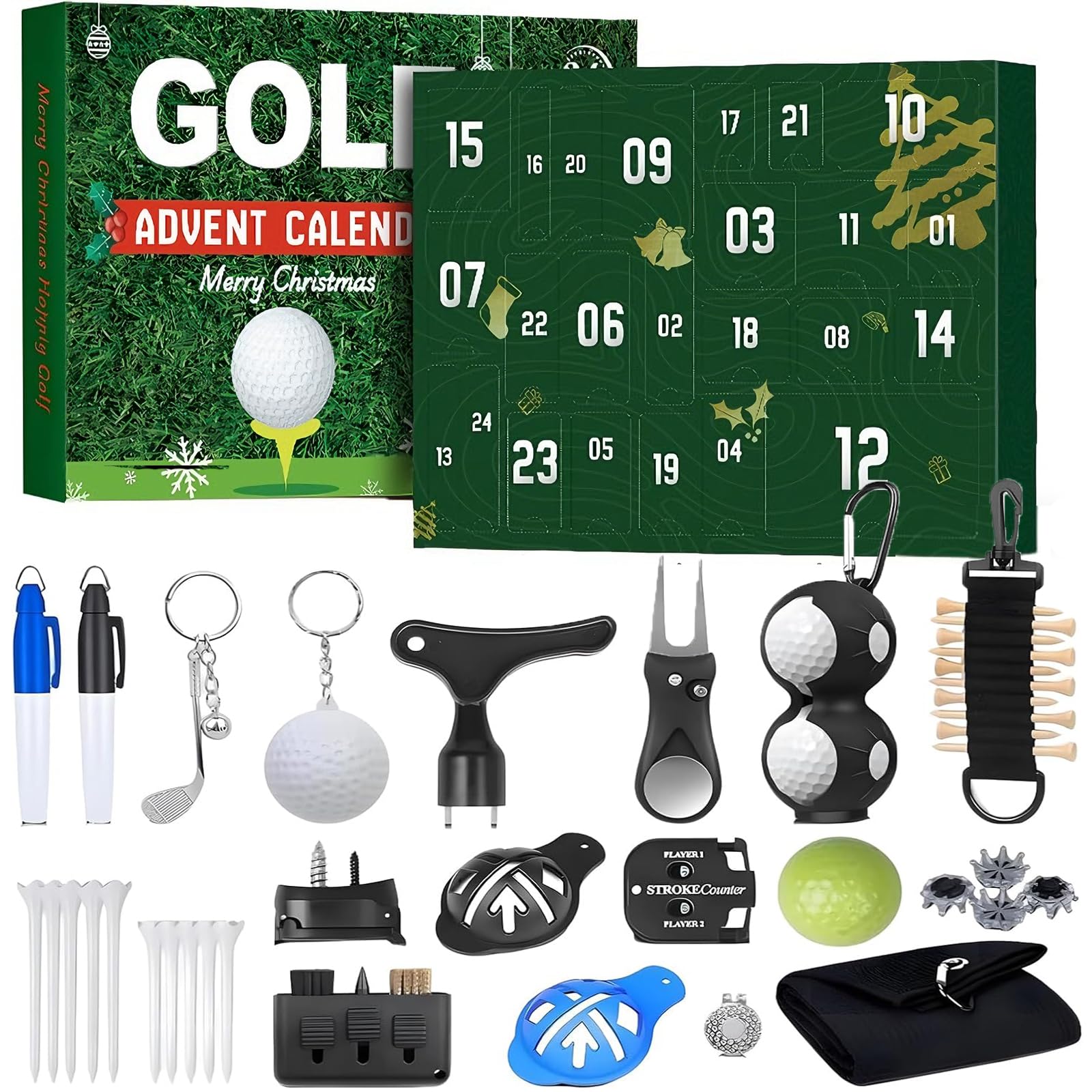 Golf Advent Calendar 2025 for Men Teen Boy, 24-Day Christmas Count-down Calendar for Father, Husband, or Boyfriend,Featuring Golf Balls, Tees, Ball Markers