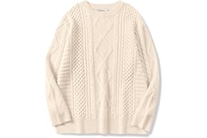 ANRABESS Sweaters for Women Oversized Cable Knit Fall Long Sleeve Crewneck Casual Pullover Sweater Tops 2025 Winter Outfits