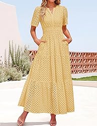 ZESICA Women's 2025 Summer Short Sleeve Maxi Dress