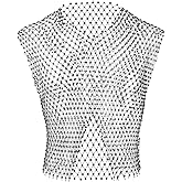 Mens Rhinestone Crop Tops Fishnet Tank Top Sheer Mesh Sexy Shirt Vest Rave Outfit Music Festival Club Party Costume