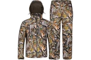 UIIHUNT Hunting Clothes for Men with Fleece Lining: Safety Strap Compatible Water Resistant Silent Hunting Jacket and Pants