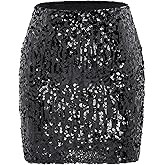 Century Star Sequin Skirt Sparkly Mini Skirts for Women High Waist Bodycon Glitter Club Night Out Party