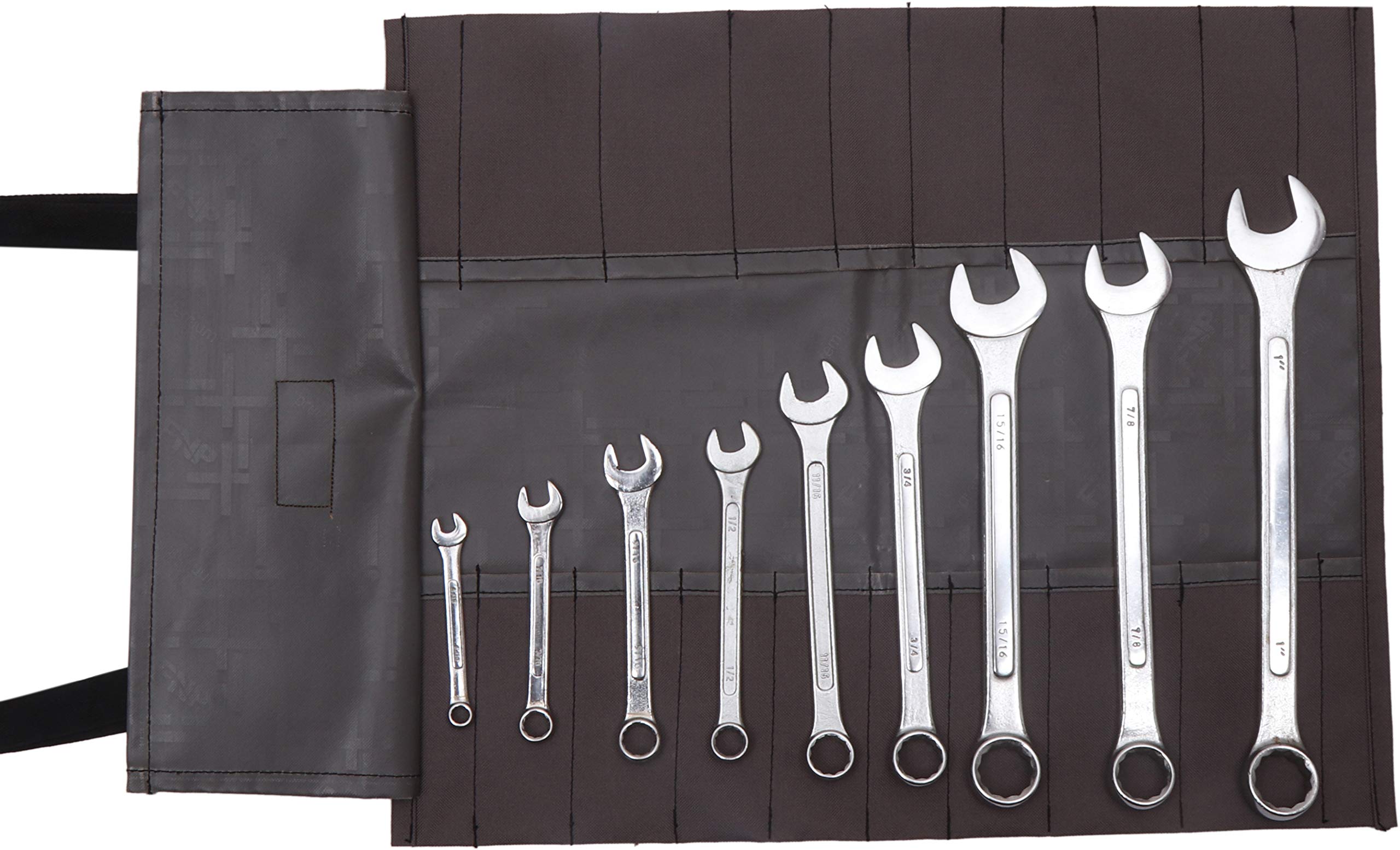 Bull Tools BT 18-`1205 Black Wrench/Tool Roll 20 Pocket PVC Laminated Ballistic Polyester Water Proof 18 Oz. Heavy Duty Oxford Canvas