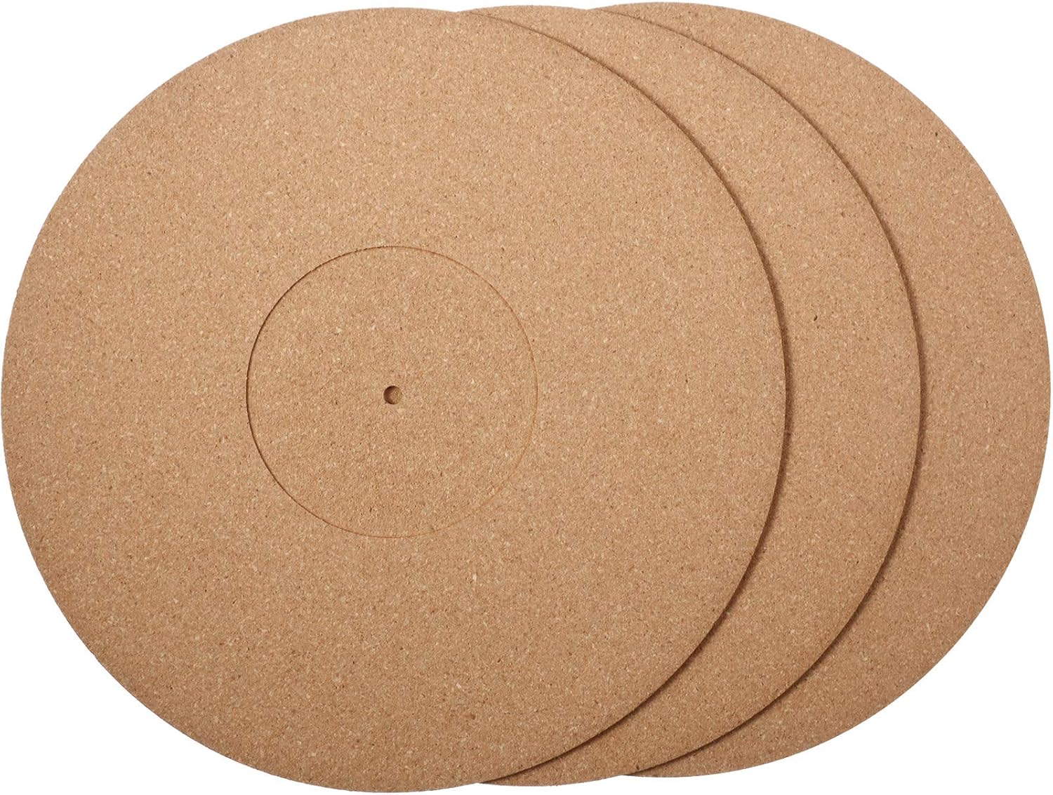 3 Pieces Cork Turntable Mats in 12 Inch x 3 mm Recessed Turntable Platter Cork Mat Cork Record Mats with High Fidelity for Vinyl LP Record Players Audiophile Reduce Noise