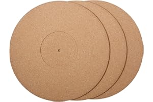 3 Pieces Cork Turntable Mats in 12 Inch x 3 mm Recessed Turntable Platter Cork Record Mats with High Fidelity for Vinyl LP Re