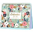 Desk Calendar 2025-2026 - Standing Flip 2025-2026 Desktop Calendar with Thick Paper, 9.8" x 8.3", Jul. 2025 - Dec. 2026, Memo Pages + Twin-Wire Binding + Unruled Blocks - Green and Pink