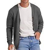 NITAGUT Men's Vintage Striped Long Sleeve Cardigan Sweater with Button V Neck Knitted Sweaters