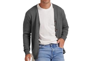 NITAGUT Men's Vintage Striped Long Sleeve Cardigan Sweater with Button V Neck Knitted Sweaters