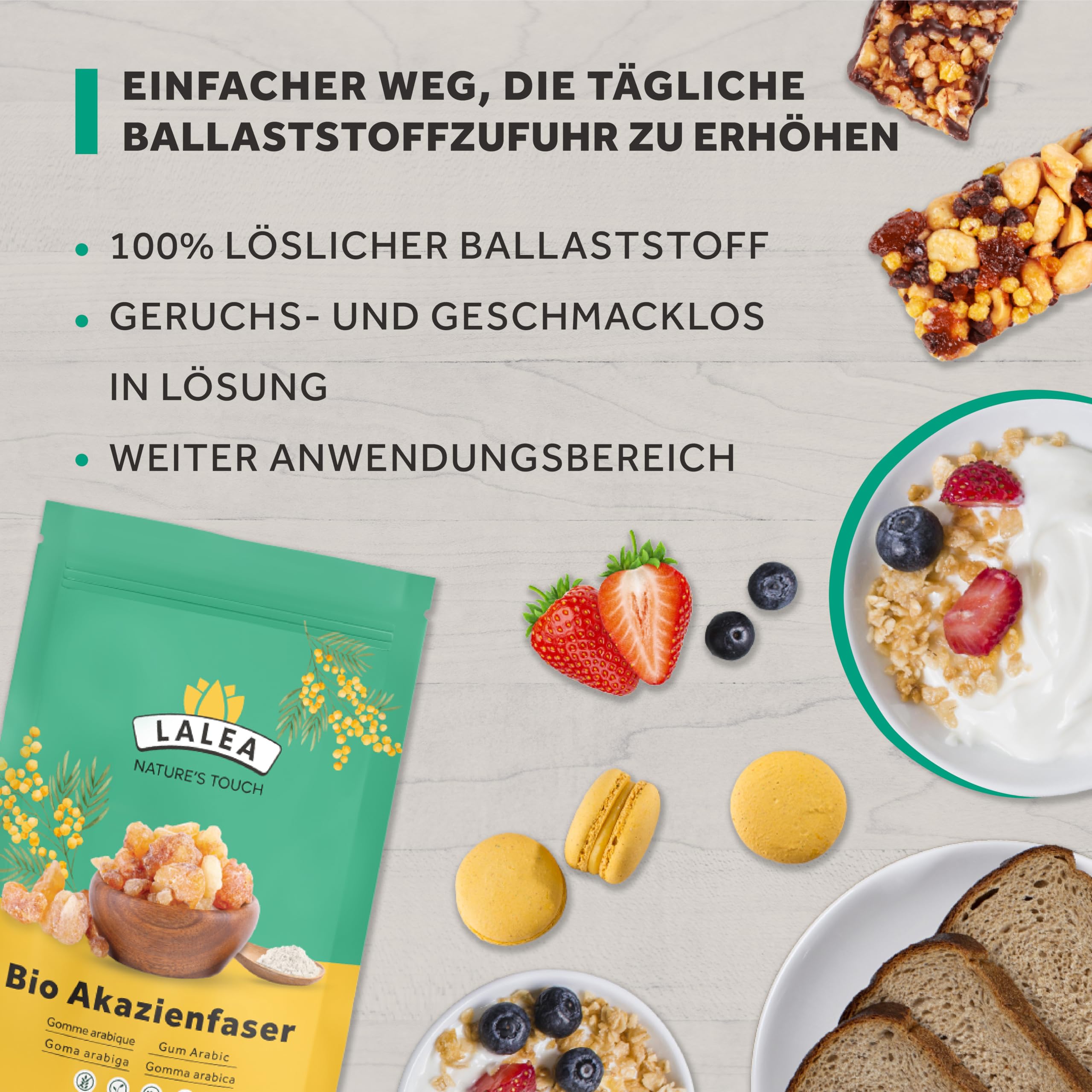 Akazienfaser Pulver Bio - 1Kg - 90% Ballaststoffe, ballaststoffe pulver aus akazienfasern Bio, Vegan & Keto, Glutenfrei, gummi arabicum puder, fiber supplement 4