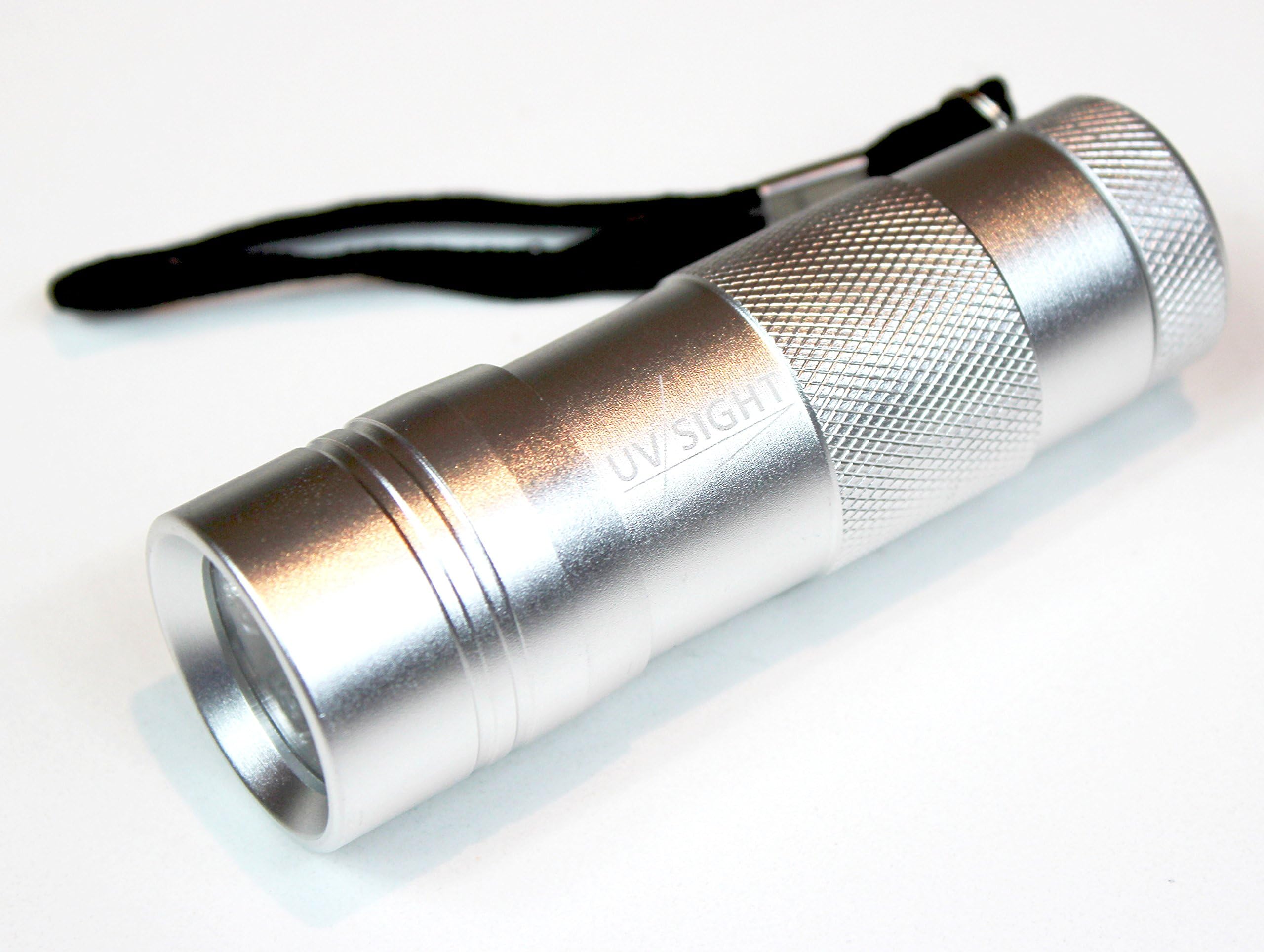 Blacklight UV Flashlight | Silver Case | UV Sight® Locate Scorpions, Cat, Dog & Rodent Stains. The Best 12 LED Ultra Violet Flashlight to Find Stains on Carpet, Rugs or Furniture Material