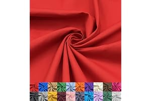 EOVEA - Cotton Polyester Fabric by The Yard – 60" Wide Broadcloth Fabric, Soft, Lightweight & Breathable Material for Lining, Curtains, Bedding, Skirts, Sewing Projects (Red, 1 Yard)