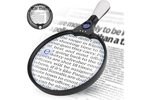 NAZANO Large Magnifying Glass with Light, 5.5inch Handheld Illuminated Lighted Magnifier with 3 LED Lights for Seniors Reading, Inspection Coins, Jewelry, Exploring (Black)