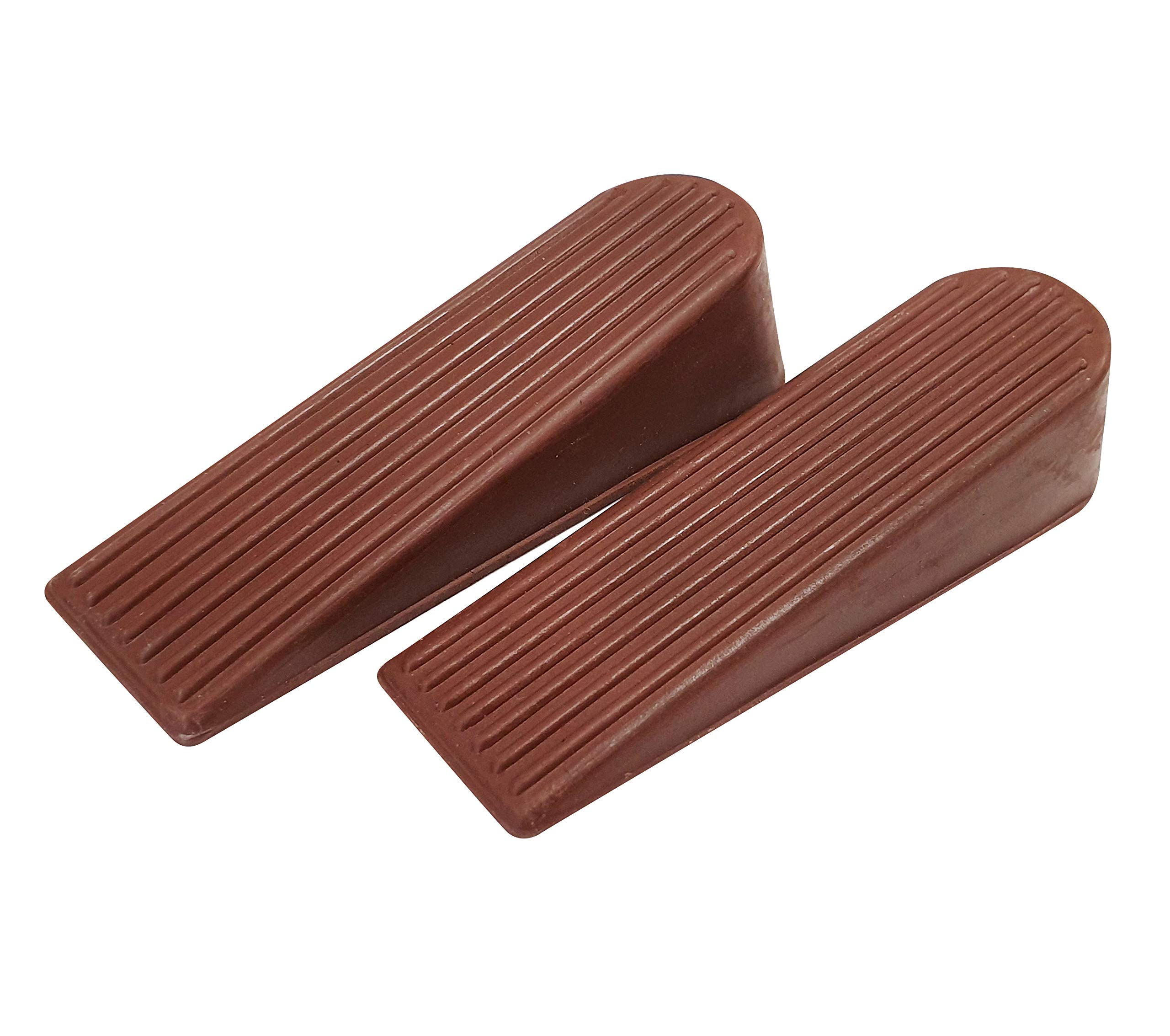 Select Hardware Anti Slip Door Stop | Non Scratch Rubber Wedge | Pack of 2 (Brown)