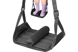 Babenest Airplane Foot Hammock, Foldable Leg Rest Support with Adjustable Strap and Thicken Bottom, Portable Under Desk Flight Footrest Holder for Air Travel, Office & Car