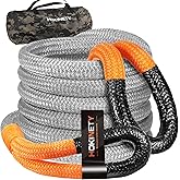 Kinetic Recovery Tow Rope 1-1/8" x30ft Offroad Snatch Strap 48000lbs Heavy Duty Towing Straps Kit for Trucks SUV UTV ATV Tractor Car Jeep - Gray