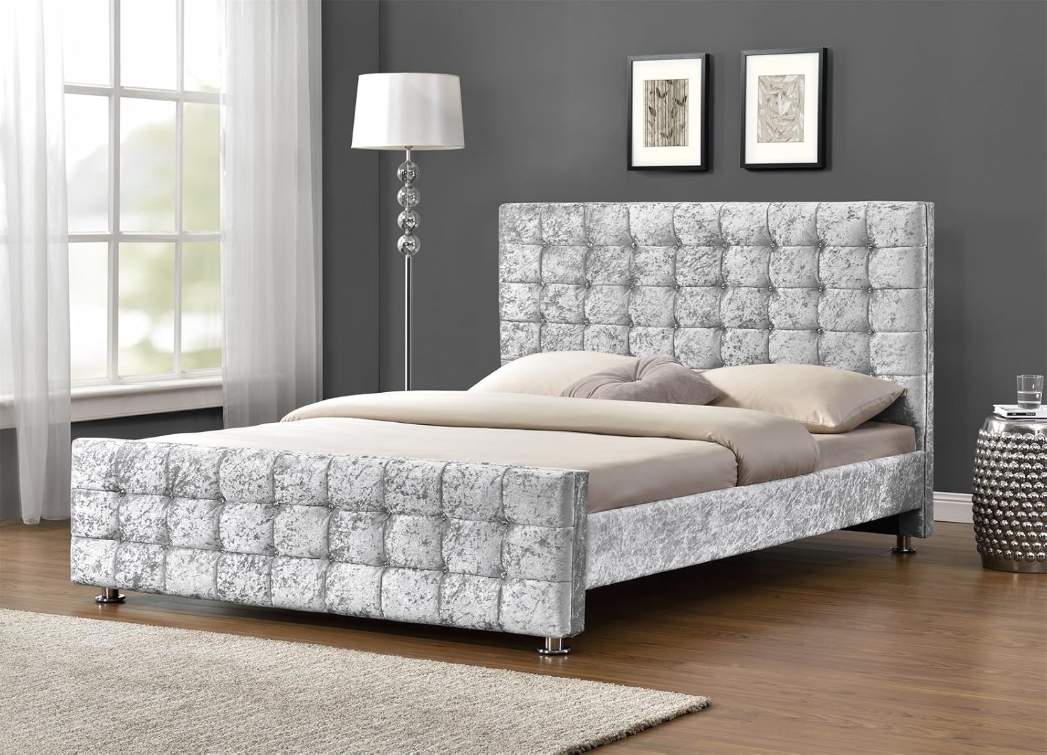 Unmatchable Diamante Upholstered Velvet Bed Frame in 3 Elegant Colours