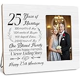 DIMSEOIUS 25th Anniversary Picture Frame Gifts for Couple, Silver Wedding Anniversary for Parents Gift, Fits 4x6 Photo