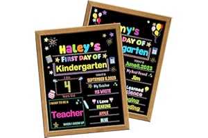 SPRINGFLOWER First Day & Last Day Of School Chalkboard With Frame, 1st Day of School Sign board for Preschool ＆ Kindergarten ＆ Elementary Kids, 14*11 Inches Double Sided School Board for Back To School Photo Prop