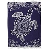 Sand Cloud Large Turkish Beach Towel - Sand Free - 100% Organic Turkish Cotton Yarn - Quick Dry Towel for Beach, Picnic, Blanket or Bath - As Seen on Shark Tank - Marine Life (Navy Crush Turtle)