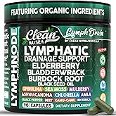 Organic Lymphatic Drainage Supplements | Elderberry Bladderwrack Burdock Root Black Seed Oil Spirulina Sea Moss Ashwagandha Chlorella Amla Beet Moringa Chlorophyll Lymph System Capsules By Clean Nutra
