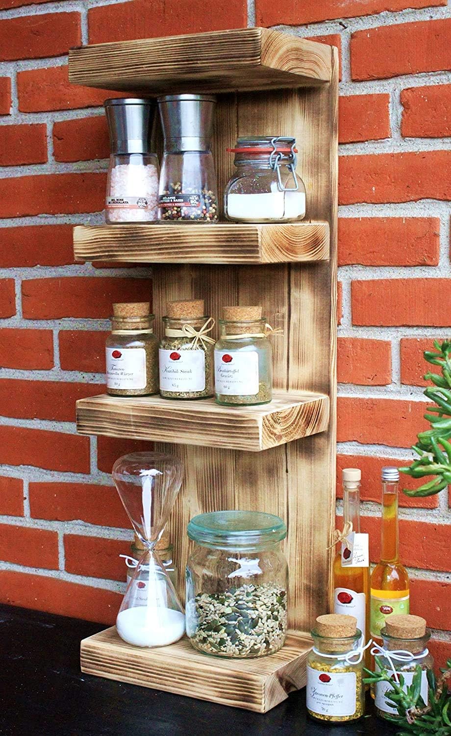 Dekorie Gewürzregal aus Holz - für die Wand oder stehend - Geflammt - 4
