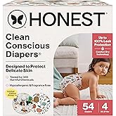 The Honest Company Comfort Dry Disposable Diapers for Sensitive Skin, Hypoallergenic, Fragrance-Free, Fall '25 Seasonal Prints, Club Box, Size 4 (22-37 lbs), 54 Count