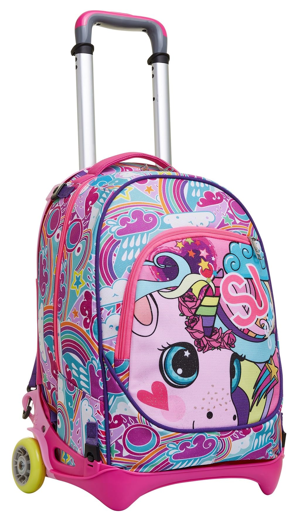Sj Gang Trolley New Tech, Puppies Di, Rosa, 3in1 Backpack Use with Cross-Over System, School and Leisure