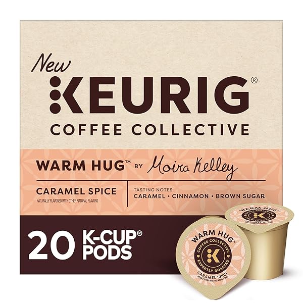 KEURIG COFFEE COLLECTIVE, WARM HUG BY MOIRA KELLEY, CARAMEL SPICE FLAVORED COFFEE, SINGLE SERVE KEURIG K-CUP PODS, 20 COUNT