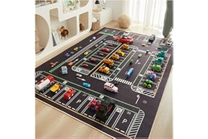 HAZARA Car Play Rugs, Parking Lot Floor Mat Reading Area Toy Area Game Carpet Car City Traffic Hopscotch Crawling Mat Non-Slip Playroom Room Bedroom Carpet(A,80 * 120cm/31 * 47in)