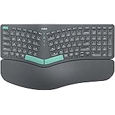 Nulea RT05B Wireless Ergonomic Keyboard, Split Keyboard with Cushioned Wrist Rest, Bluetooth and USB Connectivity, USB-C Rech