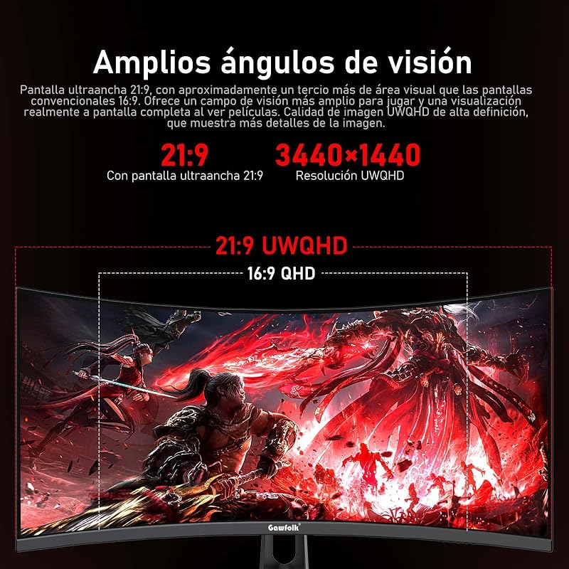 Monitor Gaming Curvo 34 Pulgadas, UWQHD, 3440×1440p, 200Hz — foto 2 de 8