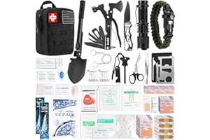 DLMD 320 PCS Survival Kits First Aid Kit, Gifts for Men Christmas Him Dad, Survival Gear and Equipment with Tactical Molle Pouch for Car Camping Hiking Outdoor Adventure Earthquake Home Office