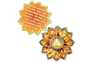 IELCJJ Sunflower 4 Year Sobriety Coin - Colorful Glass Broken and Rebuilt AA Coins - Four Year Addiction NA AA Chips and Medallions - 1-20 Celebrate Living Clean Alcoholics Anonymous Gifts for Men Women