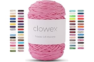 Clowex Polyester Soft Macrame Cord 2.5-3mm, 191 Yards x 1/9 inc Turkish Polyester Rope, Braided Macrame Yarn for DIY Crafts, Plant Hanger, Wall Hanging, Macrame Bag, 1229-Candy Pink