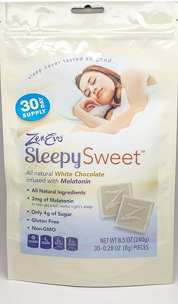 ZenEvo Sleepy Sweets White Chocolate Melatonin Sleep Aid - Safe, Effective Solution for Peaceful Sleep