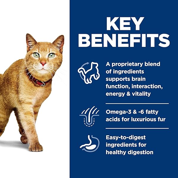 HILL’S SCIENCE DIET ADULT 7+ SENIOR VITALITY CHICKEN & RICE RECIPE DRY CAT FOOD 3 LBS.