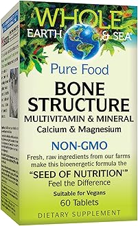 Whole Earth & Sea - Bone Structure Multivitamin & Mineral, Plant-Based Support for Strong, Healthy Bones with Plant Sourced Calcium, Magnesium