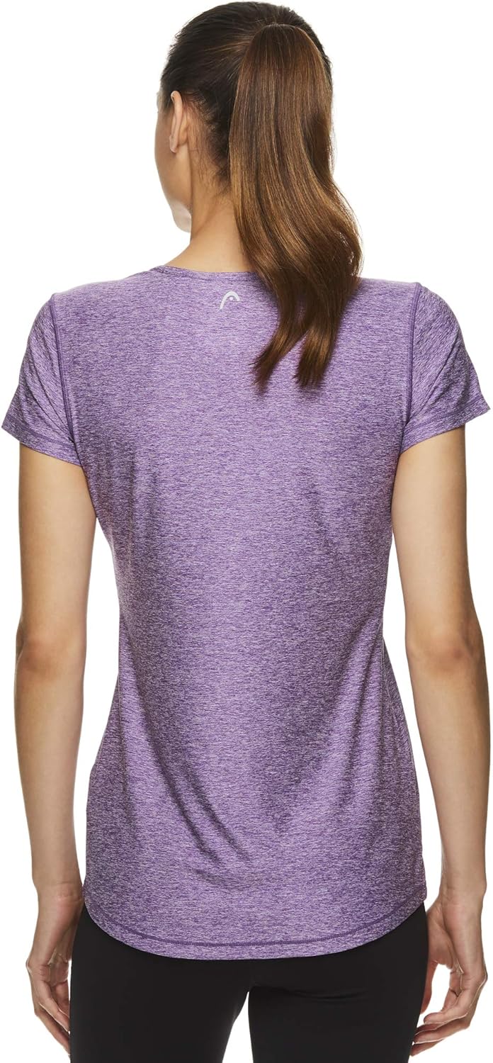 HEAD Women's Studio Short Sleeve Workout T-Shirt - Marled Performance Crew Neck Activewear Top: Clothing
