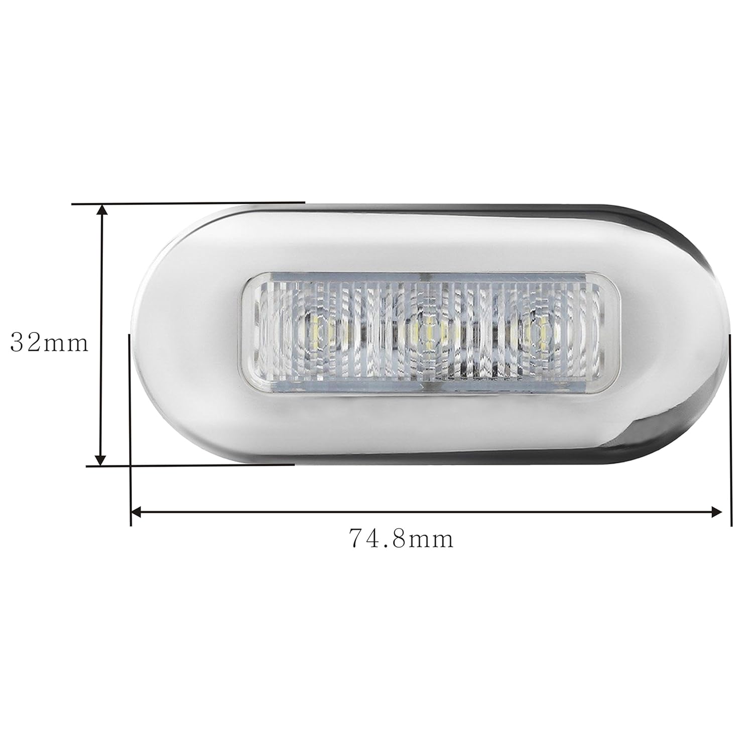 Interior Lights 2x White 3 Led Oblong Courtesy Light Yacht Marine