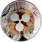 XRP Ripple Blockchain Crypto Gold on Silver Plated Coin Collector&rsquo;s Medallion with Blockchain Circuit Design