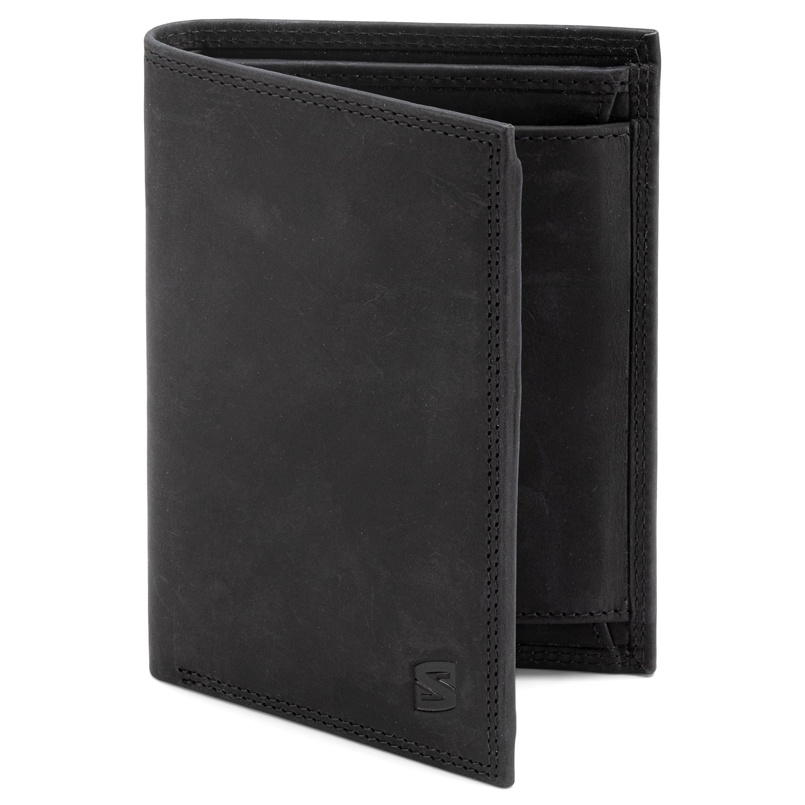 SERASAR | Leather Wallet for Men [Vintage] with RFID Protection | Black | Real Leather | 12 Card Slots | Including GiftBox | Great Gift Idea | Wallet for Men | Purse