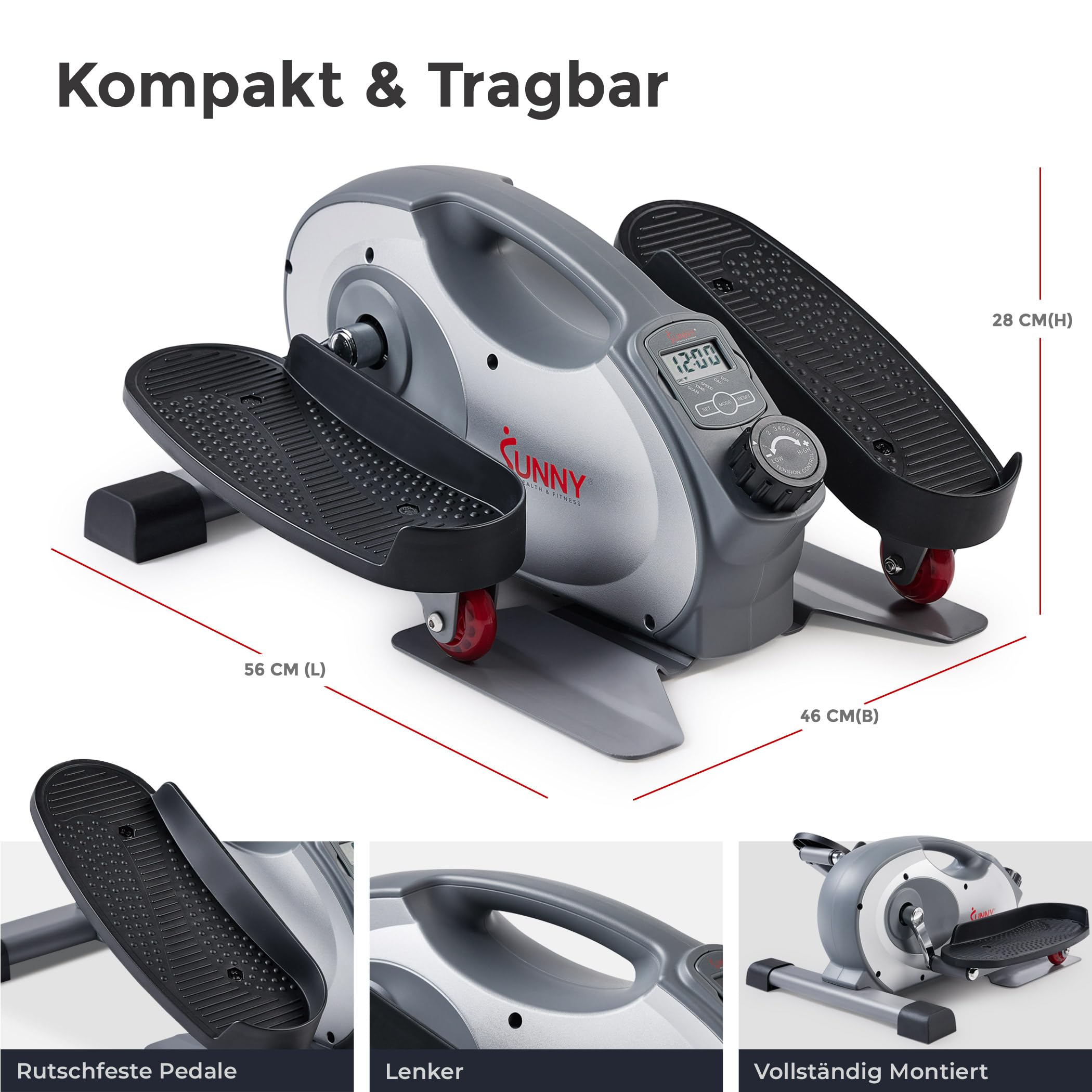 Sunny Health & Fitness Smart Portable Magnetischer Ellipsentrainer unter dem Schreibtisch – SF-E323017 6