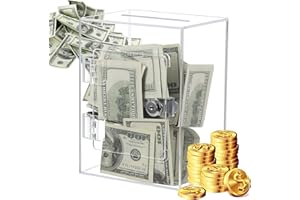 ETPlanet Clear Acrylic Piggy Bank for Adults Kids, Large and Sturdy Money Saving Jar for Cash Coin with Key Change jar, Saving Box for Wedding, Birthday, New Year Gifts and Fun (Clear)