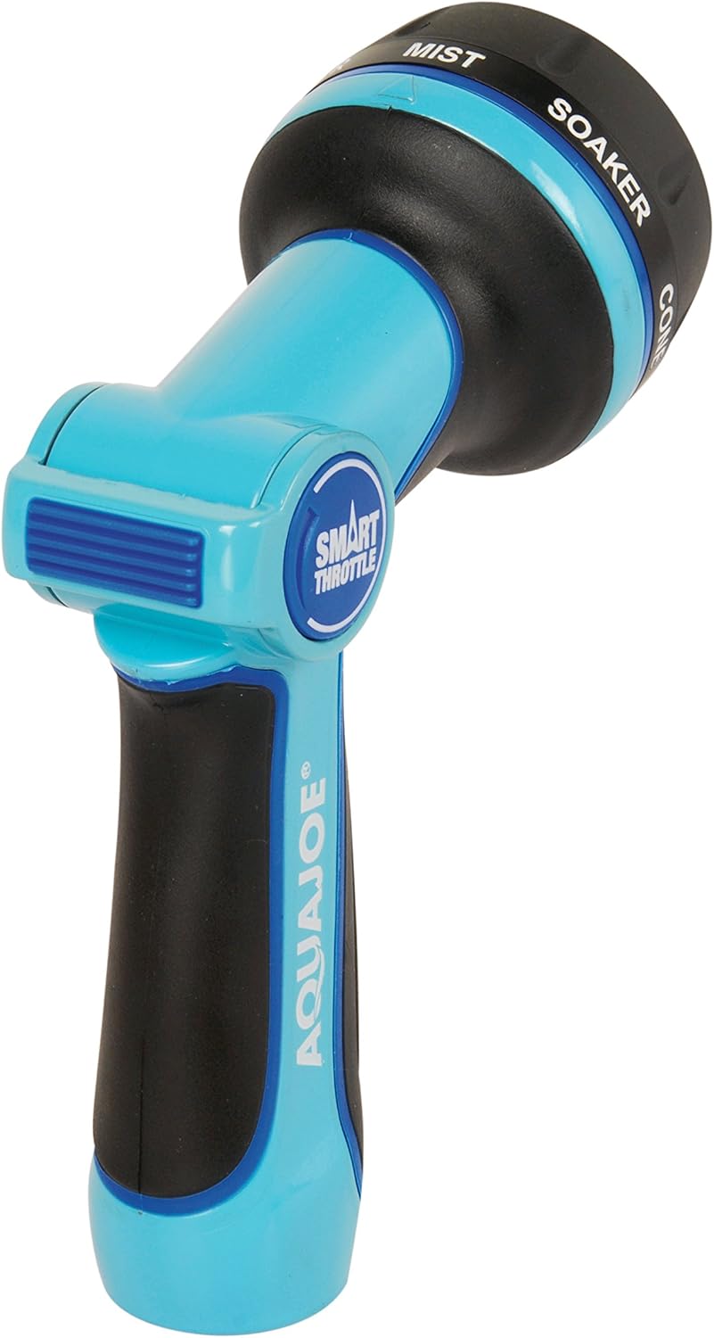 Aqua Joe AJHN102 Heavy Duty Indestructible Metal Multi Function Adjustable Hose Nozzle, w/Smart Throttle, w/ Smart Throttle : Garden & Outdoor